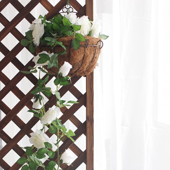 2x klimop slinger met grote rozen kunstbloem 2m wit