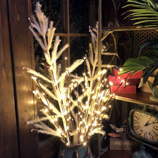 Natuurlijke Elegante Wilgentaklamp met USB-lichttakken - 60 Warm Witte LED's - 70 cm Hoogte - 3 Takken