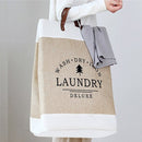 Bedrukte wasmand katoen-linnen 40x30x55 cm, opvouwbaar beige