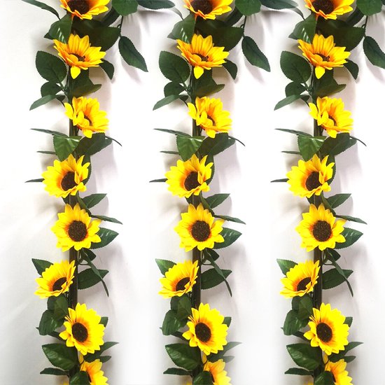 3stuks Zonnebloem Slinger Decoratie Set lengte van 2,25 meter-perfect voor themafeesten, bruiloften en thuisdecoratie