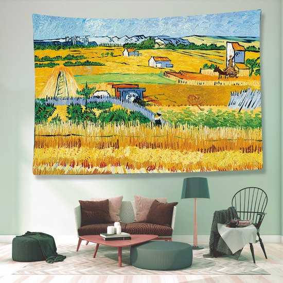 Vincent van Gogh De oogst wandposter - Stijlvolle en hoogwaardige wanddecoratie - Perfect voor elke kamer 150x130CM