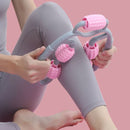 Fitness & Massage Set - De ultieme combinatie voor verbetering van lichaamsvorm en ontspanning - 1x Multifunctionele fitness en afslank klem & 1x Massage handvat met Rollers - Roze