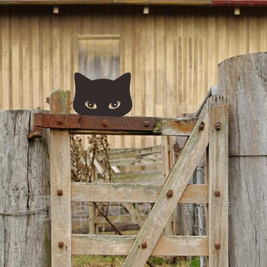 2 delige Schattige kattenspionagetekens van ijzer- tuindecoratie -Breng speelse charme in uw tuin-zwart