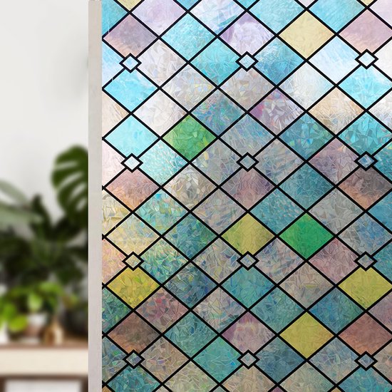 Milieuvriendelijke PVC Glasfolie - Kleurrijk Ruitjespatroon