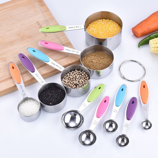 10-Delige Roestvrijstalen Maatbeker set-Cups & Spoons maten-stapelbaar en nestbaar