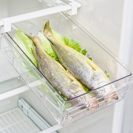 2 Stuks Koelkast Opbergbox Laden - Houd je Koelkast Georganiseerd met Gemak en Stijl - Duurzaam PET Plastic - Uittrekbare lade met handvat - Transparan