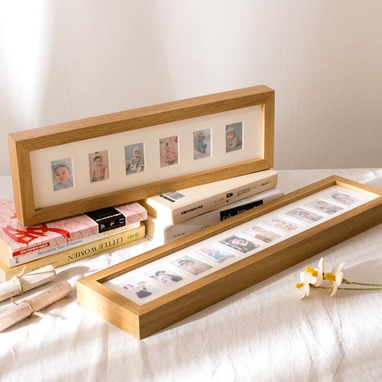 Collagelijst voor 10 mini foto's - Houten frame lichtbruin