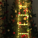 1,7m LED Kerstladder met Klimmende Kerstman –Kerstboomdecoratie-Warm Wit Kerstverlichting- USB, 8 Lichtmodi, Waterdicht IP65 voor Binnen & Buiten