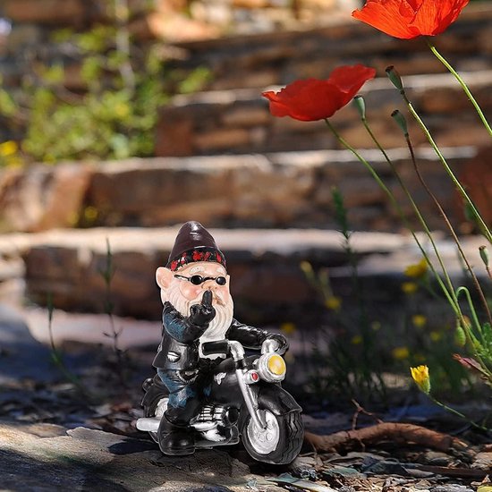 Tuinkabouter motorfiets dwerg - waterdicht tuindecoratie - grappige motorcadeaus - balkondecoratie