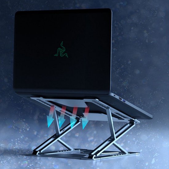 TDR - Draagbare opvouwbare laptop standaard van aluminiumlegering - grijs