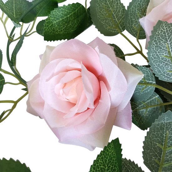 2 Stuks Klimop Slinger met grote rozen kunstbloem -2 meter lang-decoratieve slinger-Bloemenkrans- roze
