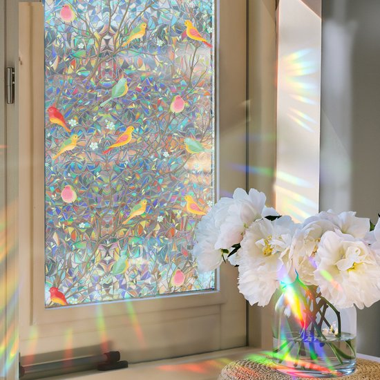 PVC glasfolie 40x100 cm - Zelfklevend, Vogelpatroon, Privacy