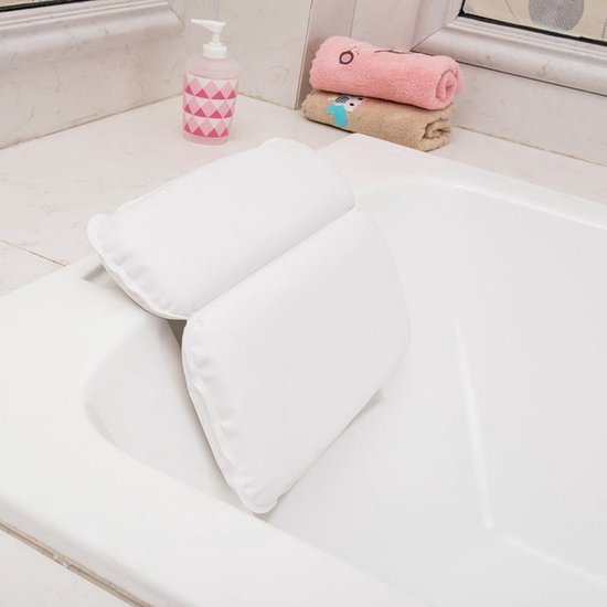 Luxe Bad kussen Met 7 Anti-Slip Zuignappen-Orthopedisch Hoofd, Nek & Schouders Steun-Heerlijk Voor In Bad en Jacuzzi-Waterdicht -wit