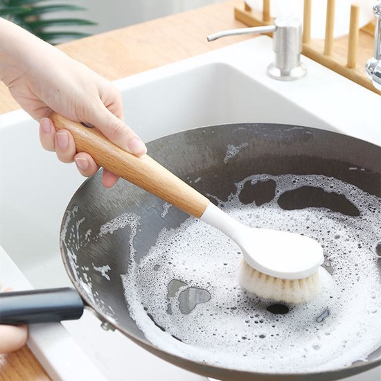 3 delige Multifunctionele Keukenborstels met handvat-Duurzaam en Milieuvriendelijk-Effectieve reiniging zonder krassen