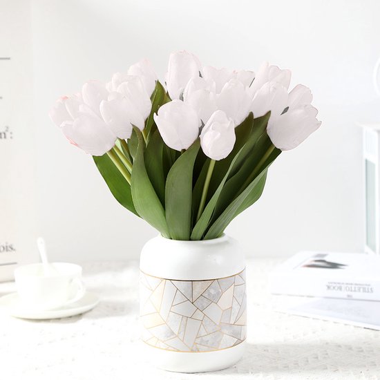10stuks Prachtige kunst tulp-Realistische Uitstraling - Duurzaam en Onderhoudsvriendelijk- wit