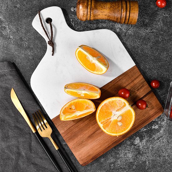 Unikorf Luxe Marmer/Acaciahout Snij-/Serveerplank 33*21.6cm