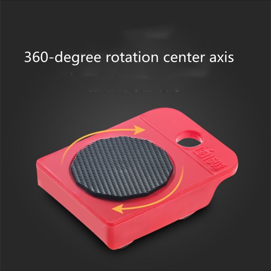 Meubelroller 4 stuks met krik - Max 150kg - Rood