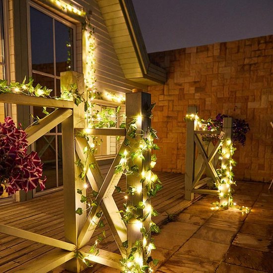 LED lichtsnoer esdoornblad 10m 100 lampjes op batterij