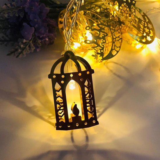 Eid Mubarak- islamitische thema decoratieve LED-verlichting Ramadan combinatie - 10 lampjes - werkt op batterij - 1.65m