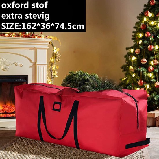 Duurzame Opbergzak - Perfect voor Kerstboom, Kleding en Dekens - Extra Stevig en Waterbestendig - Met Handgrepen voor Gemakkelijk Dragen - 162 x 36 x 74,5 cm - Stijlvol Rood
