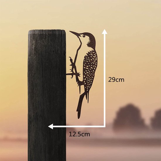 Realistische Metalen Specht Boomhanger - Tuindecoratie Zwart