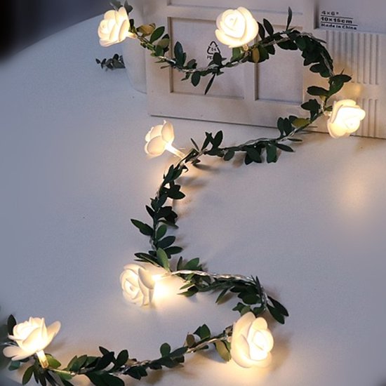 led lichtsnoer rose vine met warm wit licht 3 meter 20 lichtjes-werkt op batterij