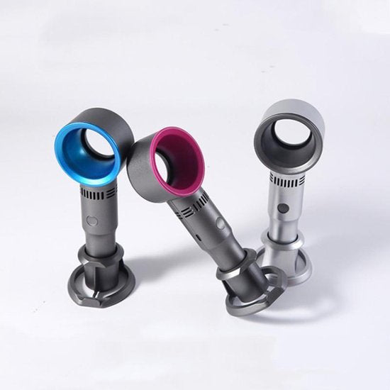 TDR-Mini bladloze Ventilator- 3 Snelheden-USB Ventilator Oplaadbaar - Draagbare  - Met Tafel Standaard-zilvergrijs