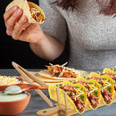Luxe Bamboe Tacohouder met tang –Geschikt voor 8 Taco's- Voor een Stijlvolle Taco Presentatie