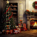 1,7m LED Kerstladder met Klimmende Kerstman –Kerstboomdecoratie-Warm Wit Kerstverlichting- USB, 8 Lichtmodi, Waterdicht IP65 voor Binnen & Buiten