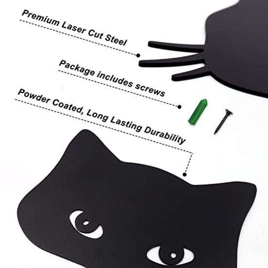 Katten decoraties set - Tuinbeelden dieren - Buiten versieren - Stevig staal - Set van 2 - Zwart – afbeelding 17