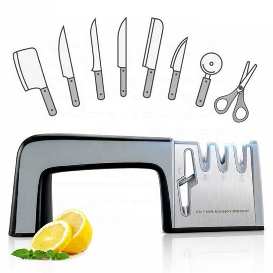 4-in-1 messenslijper voor messen & scharen, zwart