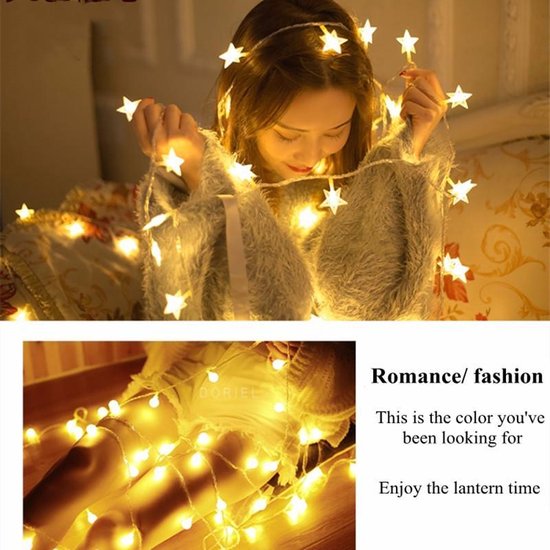 Xtraworks - Led lampjes slinger- decoratieve ster lichtsnoer-werkt op USB-warme kleur 5 meter 30 lampjes