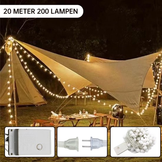 LED bal lichtsnoer warm wit 12m 100 lichtjes bal USB 8 funct