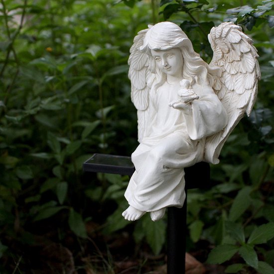 Zonne-energie Engel Tuinornament - Waterdicht Hars Beeldje