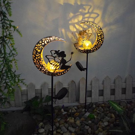 Solar Maanverlichting met glazen bollamp-Tuinlantaarns-tuindecoratie-werkt op zonne energie