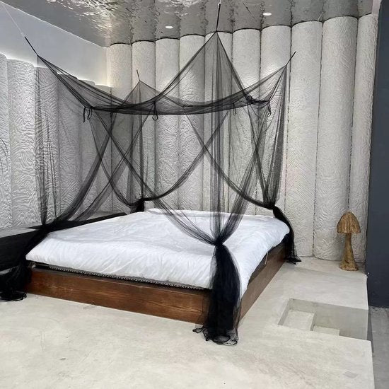 Vierkante klamboe 4 deuren zwart 210x240x190 cm