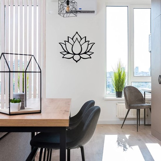 Metalen Lotus wandbord-woonkamer wanddecoratie-Elegant en stijlvol 28*24cm-zwart