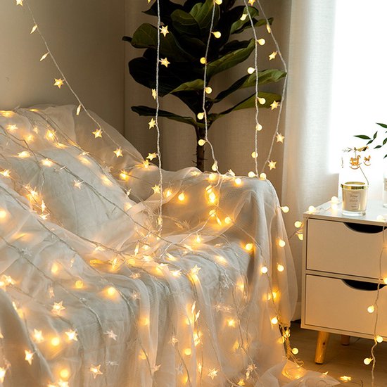 LED bal lichtsnoer warm wit 12m 100 lichtjes bal USB 8 functies afstandsbediening