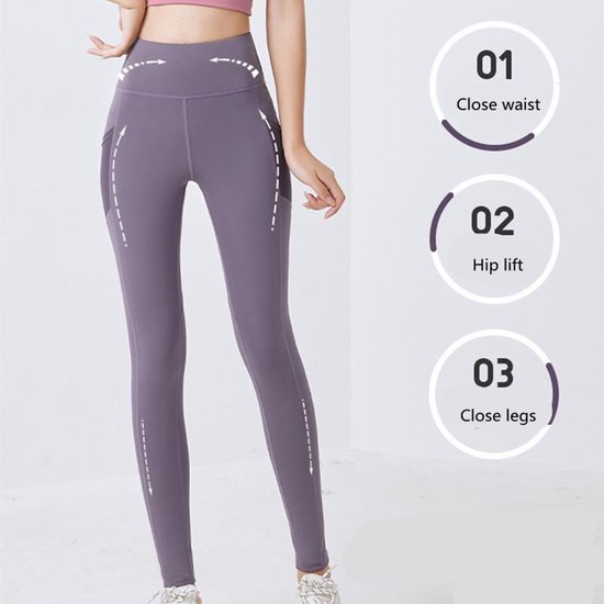 TDR - Fitness broek - Sportlegging - Yoga Broek -  Yogalegging - Dames - Paars - XL