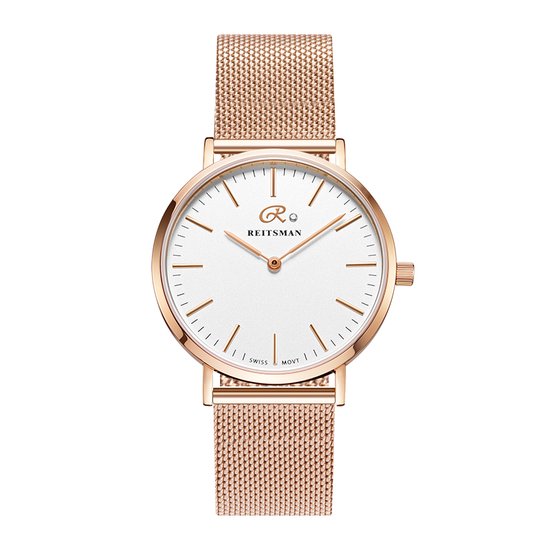 Reitsman Horloge Cadeao Set - Roségouden Horloge, 3 Verwisselbare Bandjes & Bangle - Zwitsers Uurwerk, Saffierglas, Diamant & 5 ATM - Stijlvolle Valentijnscadeau
