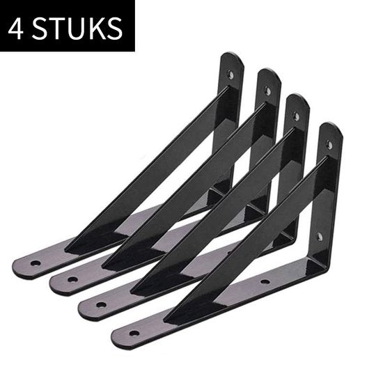 4 Plankdragers - Stabiele Wandplanksteunen - Zwart