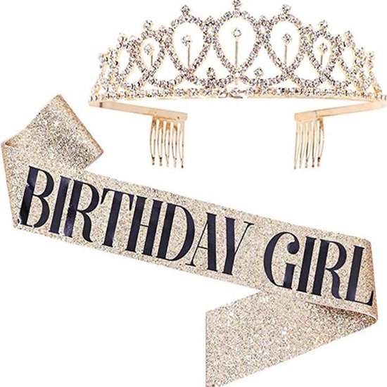 Verjaardag Sjerp en Tiara - Met text "Birthday  Girl "  goud