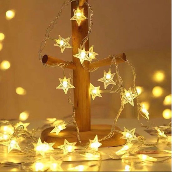 Led lampjes slinger- decoratieve ster lichtsnoer-werkt op batterij-warme kleur 5 meter 30 lampjes