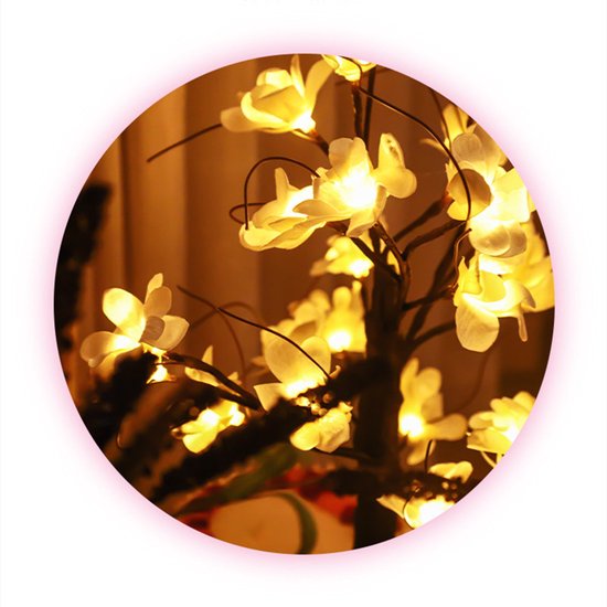 Kunstmatige Kapok Flowers Lamp Decoratie - LED Lamp - Werkt op Batterijen - Warm Wit Licht - Perfect voor Woonkamer en Slaapkamer - Feestelijke Decoratie