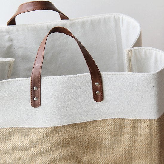 Stijlvolle Bedrukte Wasmand van Hoogwaardig Katoen-Linnen met Handvat - Chic en Ruimtebesparend Opbergwonder - Grote Capaciteit - Opvouwbaar Ontwerp40*30*55CM-beige