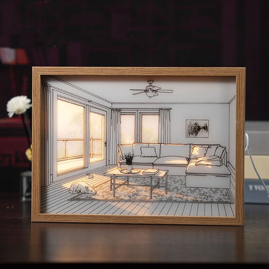 3D LED Nachtlamp – Houten Sfeerverlichting met USB-voeding e