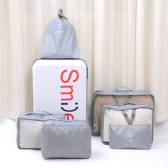 9 delige reisopbergtassenset-Packing Cubes-Bagage organizers- Duurzaamheid en Stijlvol Reizen- grijs