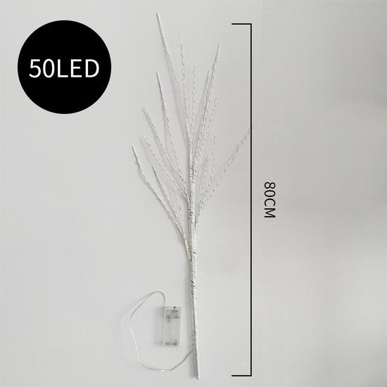 Berkentaklamp 80cm – 50 LED – Decoratieve Taklamp – Warm Wit – Voor Binnen & Buiten – IP43 – Incl. Lampen