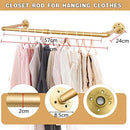 Industriële Buis Kledingrekken - Metalen Kledingrekken - Draagvermogen tot 30 kg -Robuust & Stijlvol voor Thuis en Winkel-57x24x61 cm-goud