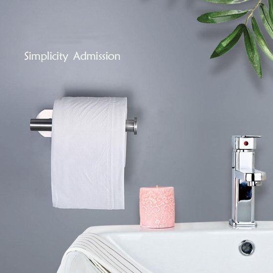 Toiletrolhouder RVS Zelfklevend - Geen Boren - Zilver